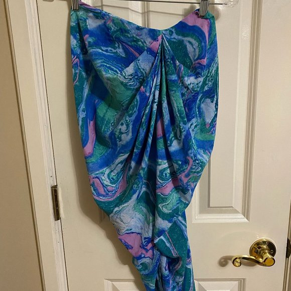 NWT Miss Moda Marble Print Halterneck Midi Dress - Picture 2 of 9